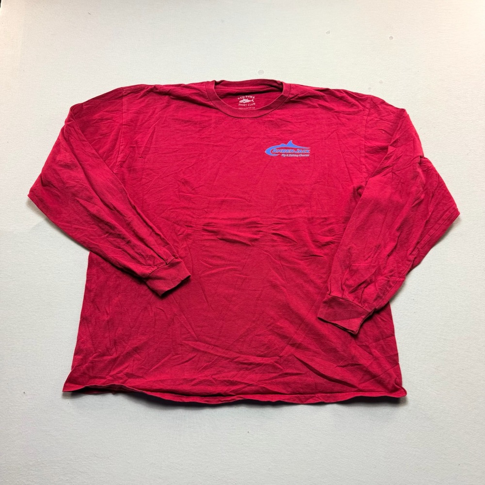 Red Tuna Shirt Club T-Shirt Mens Extra Large Red Excellent Fishing Charter Tee